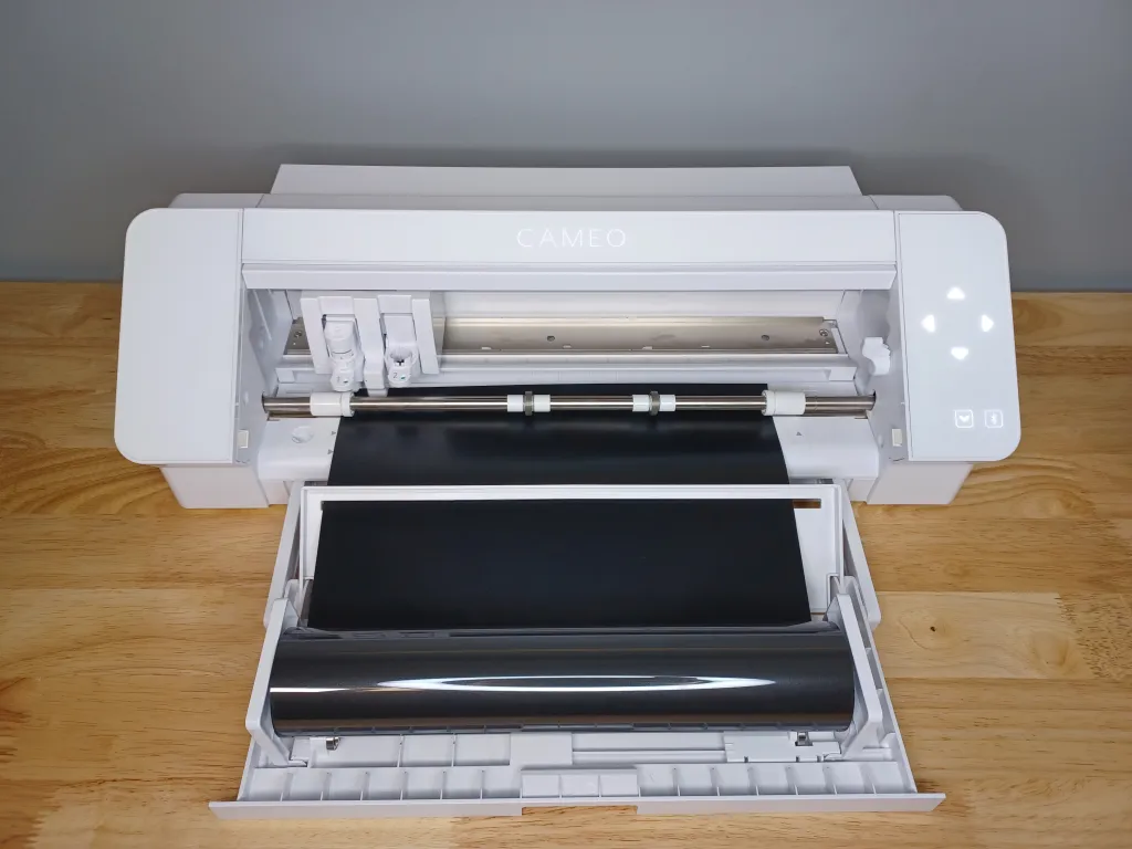 Silhouette Cameo 5 HTV Loaded with Roll Feeder