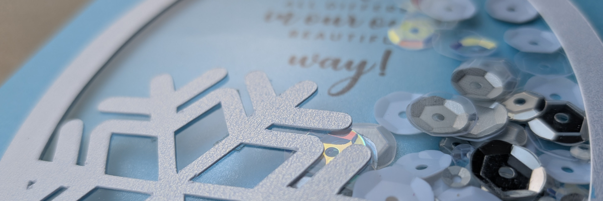 Close up look at a custom shaker card made with Silhouette.